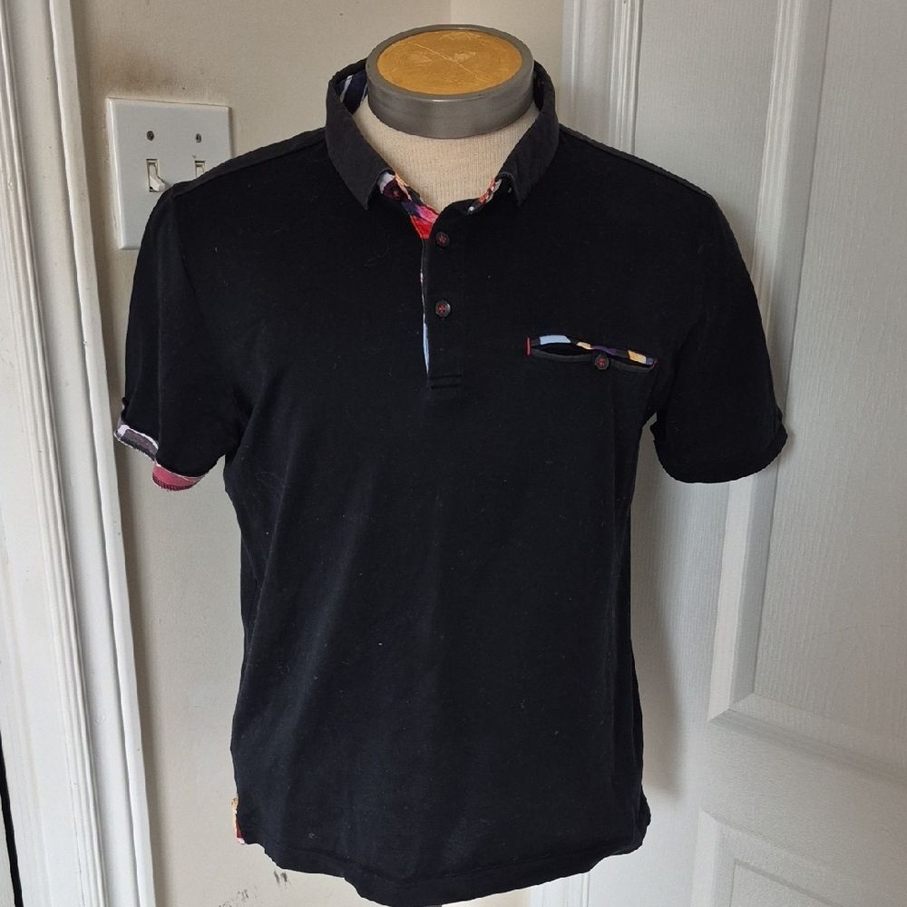 Classic Black Polo Shirt with Colorful Trim
